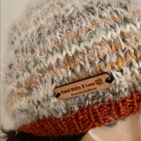 Hand Knits 2 Love Slouch Hat Beanie Cap Faux Fur Pom Pom Designer Mohair Look - Picture 10 of 12